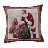 Povlak na polštář, gobelínový- SANTA S NADIELKOU, zeleno-červené orámovanie Povlak na polštář, gobelínový- SANTA S NADIELKOU, zeleno-červené orámovanie