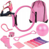13-DIELNA SADA PILATES KRUHU, POPRUHU NA STREČING, PRE RAMENÁ, NOHY A RAMENÁ - RUŽOVÁ 13-DIELNA SADA PILATES KRUHU, POPRUHU NA STREČING, PRE RAMENÁ, NOHY A RAMENÁ - RUŽOVÁ