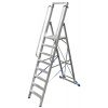 Mobilný rebrík z hliníka, veľká plošinka, zábradlie, 7 priečok Mobilný rebrík z hliníka, veľká plošinka, zábradlie, 7 priečok