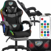 LED Herné kreslo TKANINA počítačové OTOČNÉ pre hráča + PODNOŽKA A MASÁŽ! LED Herné kreslo TKANINA počítačové OTOČNÉ pre hráča + PODNOŽKA A MASÁŽ!
