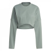 adidas Yoga Studio Crop Sweatshirt Womens Top Silver Green 14 (L) adidas Yoga Studio Crop Sweatshirt Womens Top Silver Green 14 (L)
