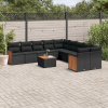 VidaXL 11-dielna záhradná sedacia súprava, čierne podušky, PE ratan VidaXL 11-dielna záhradná sedacia súprava, čierne podušky, PE ratan