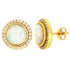 Zlaté napichovacie opálové náušnice s krištáľmi Zlaté napichovacie opálové náušnice s krištáľmi
