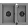 Mexen Carlos, granitový drez 582x475x177 mm, 1,5-komorový, šedá s čiernym sifónom, 6518581500-71-B Mexen Carlos, granitový drez 582x475x177 mm, 1,5-komorový, šedá s čiernym sifónom, 6518581500-71-B