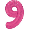 Unique Fóliový balón č. 9 ružový s bodkami 86 cm Unique Fóliový balón č. 9 ružový s bodkami 86 cm