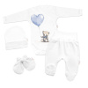 Súprava do pôrodnice pre bábätko 4D Teddy Love, Baby Nellys - biela/modrá, veľ. 62 Súprava do pôrodnice pre bábätko 4D Teddy Love, Baby Nellys - biela/modrá, veľ. 62