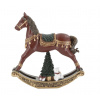 Chic Antique Višňovo-zelený antik hojdací koník Noël - Ø 18*4,5*18 cm - Chic Antique Chic Antique Višňovo-zelený antik hojdací koník Noël - Ø 18*4,5*18 cm - Chic Antique