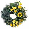 Luxusný smútočný veniec borovicový exclusive slnečnice, orchidey, brečtan a doplnky 85cm Luxusný smútočný veniec borovicový exclusive slnečnice, orchidey, brečtan a doplnky 85cm