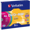Médiá VERBATIM DVD+RW SERL 4,7 GB, 4x, farba, slim case 5 ks (43297) Médiá VERBATIM DVD+RW SERL 4,7 GB, 4x, farba, slim case 5 ks (43297)
