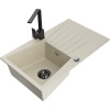 Mexen Cesar žulový kuchynský drez 1-komorový s odkvapkávačom a kuchynskou batériou Rita, béžový - 6514-69-670300-70 Mexen Cesar žulový kuchynský drez 1-komorový s odkvapkávačom a kuchynskou batériou Rita, béžový - 6514-69-670300-70