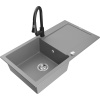 Mexen Leo žulový drez s odkvapkávačom a kuchynskou batériou Elia, sivá - 6501-71-670101-70 Mexen Leo žulový drez s odkvapkávačom a kuchynskou batériou Elia, sivá - 6501-71-670101-70