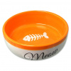 Magic cat Miska keramická bílá/oranžová Meow 13,4x4cm, 170ml Magic cat Miska keramická bílá/oranžová Meow 13,4x4cm, 170ml