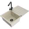 Mexen Bruno žulový kuchynský drez s 1 komorou, odkvapkávačom a kuchynskou batériou Duero, béžová - 6513-69-671600-70 Mexen Bruno žulový kuchynský drez s 1 komorou, odkvapkávačom a kuchynskou batériou Duero, béžová - 6513-69-671600-70