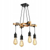Závesná lampa v industriálnom vintage štýle: drevo a čierny kov, 4xE27 Závesná lampa v industriálnom vintage štýle: drevo a čierny kov, 4xE27