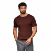 Pánske pletené tričko s rebrovanými manžetami hnedé V4 OM-TSCT-0252 XXL Pánske pletené tričko s rebrovanými manžetami hnedé V4 OM-TSCT-0252 XXL
