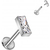 Titánová labreta s vnútorným závitom a hranatým zirkónom Belle Farba: číra, Dĺžka / priemer: 6 mm Titánová labreta s vnútorným závitom a hranatým zirkónom Belle Farba: číra, Dĺžka / priemer: 6 mm