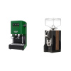 Gaggia Classic E24 BC, green + Eureka Mignon Specialita, WD black, walnut Gaggia Classic E24 BC, green + Eureka Mignon Specialita, WD black, walnut