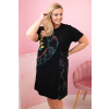Legínovo Dámske bavlnené šaty Plus Size s farebnou potlačou a vreckom čierne Veľkosť: UNI Legínovo Dámske bavlnené šaty Plus Size s farebnou potlačou a vreckom čierne Veľkosť: UNI