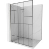 Mexen Kioto L, sprchová zástena Walk-In 100 x 200 cm, 8mm číre sklo čierny vzor, brúsená oceľ profil, 800-100-103-97-78 Mexen Kioto L, sprchová zástena Walk-In 100 x 200 cm, 8mm číre sklo čierny vzor, brúsená oceľ profil, 800-100-103-97-78