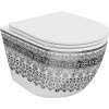 Mexen Lena WC misa Rimless s doskou so spomaleným zatváraním slim, duroplast, biela/čierny vzor - 30224095 Mexen Lena WC misa Rimless s doskou so spomaleným zatváraním slim, duroplast, biela/čierny vzor - 30224095