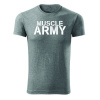DRAGOWA fitness tričko muscle army, sivá 180g/m2 - XL DRAGOWA fitness tričko muscle army, sivá 180g/m2 - XL