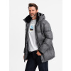 Ombre Men's long puffer jacket with snap pockets - graphite šedá L Ombre 5902228970040 Ombre Men's long puffer jacket with snap pockets - graphite šedá L Ombre 5902228970040