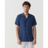 Magic Linen Pánska ľanová košeľa HAWI v tmavo modrej farbe Velikost: S Magic Linen Pánska ľanová košeľa HAWI v tmavo modrej farbe Velikost: S