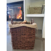 Ratanový koš na dřevo s textilií - skořicový, 2. jakost Rozměry (cm): 37x41, v. 50 Ratanový koš na dřevo s textilií - skořicový, 2. jakost Rozměry (cm): 37x41, v. 50