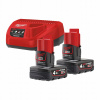 Sada 2 akumulátorov M12 Li-ion 12 V + nabíjačka Milwaukee 4933 4592 11 Sada 2 akumulátorov M12 Li-ion 12 V + nabíjačka Milwaukee 4933 4592 11