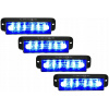 SADA 4X VÝSTRAŽNÁ LAMPA 6 LED BLESK STROBOSKOP MODRÁ 12V 24V SADA 4X VÝSTRAŽNÁ LAMPA 6 LED BLESK STROBOSKOP MODRÁ 12V 24V