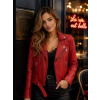 Max Original Leather Dámska kožená bunda WJ-14 voilet red (M 44-46) - Red - M Max Original Leather Dámska kožená bunda WJ-14 voilet red (M 44-46) - Red - M