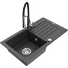 Mexen Pablo granitový drez s jednou komorou s odkvapkávačom a kuchynskou batériou Aster, čierny s bodkami Mexen Pablo granitový drez s jednou komorou s odkvapkávačom a kuchynskou batériou Aster, čierny s bodkami