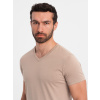 Ombre Men's BASIC classic cotton T-shirt with a v-neck - ash krémová 3XL Ombre 5902228965466 Ombre Men's BASIC classic cotton T-shirt with a v-neck - ash krémová 3XL Ombre 5902228965466