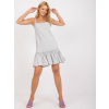 Sivé mini šaty s volánom BR-SK-9048-grey M Sivé mini šaty s volánom BR-SK-9048-grey M