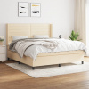 zahrada-XL Posteľný rám boxspring s matracom krémový 180x200 cm látka 3131534 zahrada-XL Posteľný rám boxspring s matracom krémový 180x200 cm látka 3131534