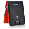 Pánska Peňaženka STEVENS Slim z Prírodné Kože s RFID Ochranou a Kľúčenka na Mince Čierna s Oranžovými Detailmi Pánska Peňaženka STEVENS Slim z Prírodné Kože s RFID Ochranou a Kľúčenka na Mince Čierna s Oranžovými Detailmi