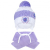 NEW BABY Zimná detská čiapočka so šálom New Baby kvietočky fialová