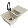 Mexen Matias granitový drez 1,5-komorový s odkvapkávačom a kuchynskou batériou Elia, béžový - 6502-69-670101-70 Mexen Matias granitový drez 1,5-komorový s odkvapkávačom a kuchynskou batériou Elia, béžový - 6502-69-670101-70