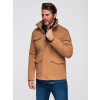 Ombre Men's lightweight jacket with pockets and high collar - brown hnedá XXL Ombre 5902228978572 Ombre Men's lightweight jacket with pockets and high collar - brown hnedá XXL Ombre 5902228978572