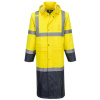 PORTWEST HI-VIS CONTRAST H446 / Reflexný plášť do dažďa, dĺžka 122cm - HV žltá/navy 6XL PORTWEST HI-VIS CONTRAST H446 / Reflexný plášť do dažďa, dĺžka 122cm - HV žltá/navy 6XL