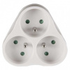 Rozbočovacia zásuvka 3× guľatá, biela Rozbočovacia zásuvka 3× guľatá, biela