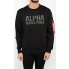 ALPHA INDUSTRIES Mikina Camo Print Sweat - čierna/woodland nápis (176301/380) Veľkosť: M/Regular ALPHA INDUSTRIES Mikina Camo Print Sweat - čierna/woodland nápis (176301/380) Veľkosť: M/Regular