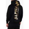 ALPHA INDUSTRIES Mikina Back Print Hoody Foil Print - black / shiny gold (178318FP/533) ALPHA INDUSTRIES Mikina Back Print Hoody Foil Print - black / shiny gold (178318FP/533)