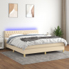 zahrada-XL Posteľ boxsping s matracom a LED krémová 180x200 cm látka 3133978 zahrada-XL Posteľ boxsping s matracom a LED krémová 180x200 cm látka 3133978