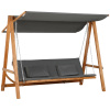 OUTSUNNY Záhradná trojmiestna hojdačka HOLLYWOOD s funkciou lôžka drevená 226 x 180 x 113 cm sivá OUTSUNNY Záhradná trojmiestna hojdačka HOLLYWOOD s funkciou lôžka drevená 226 x 180 x 113 cm sivá