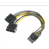 Adaptér AKASA 4 pin Molex na 6+2 pin PCIe, 15 cm