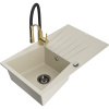 Mexen Cesar Granitový drez s 1 komorou, odkvapkávačom a kuchynskou batériou Aster, béžový - 6514-69-73450-57-B Mexen Cesar Granitový drez s 1 komorou, odkvapkávačom a kuchynskou batériou Aster, béžový - 6514-69-73450-57-B
