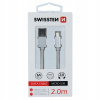 Kábel Swissten USB - microUSB typ B 2 m strieborný Kábel Swissten USB - microUSB typ B 2 m strieborný