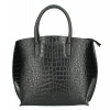 Kožená kabelka potlač kroko MI188 Made in Italy čierna Kožená kabelka potlač kroko MI188 Made in Italy čierna