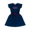Dievčenské šaty - WINKIKI WTG 01802, tmavo modrá / červená šnúrka Farba: Modrá tmavo, Veľkosť: 152 Dievčenské šaty - WINKIKI WTG 01802, tmavo modrá / červená šnúrka Farba: Modrá tmavo, Veľkosť: 152